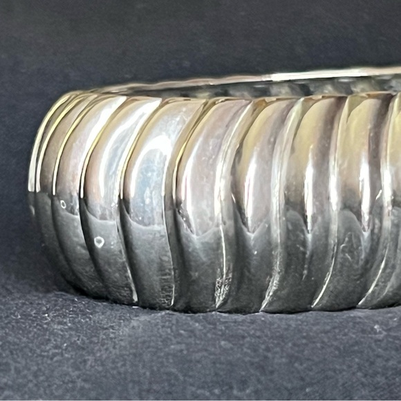 Chunky Silver Tone Clamper Bracelet - Picture 4 of 10